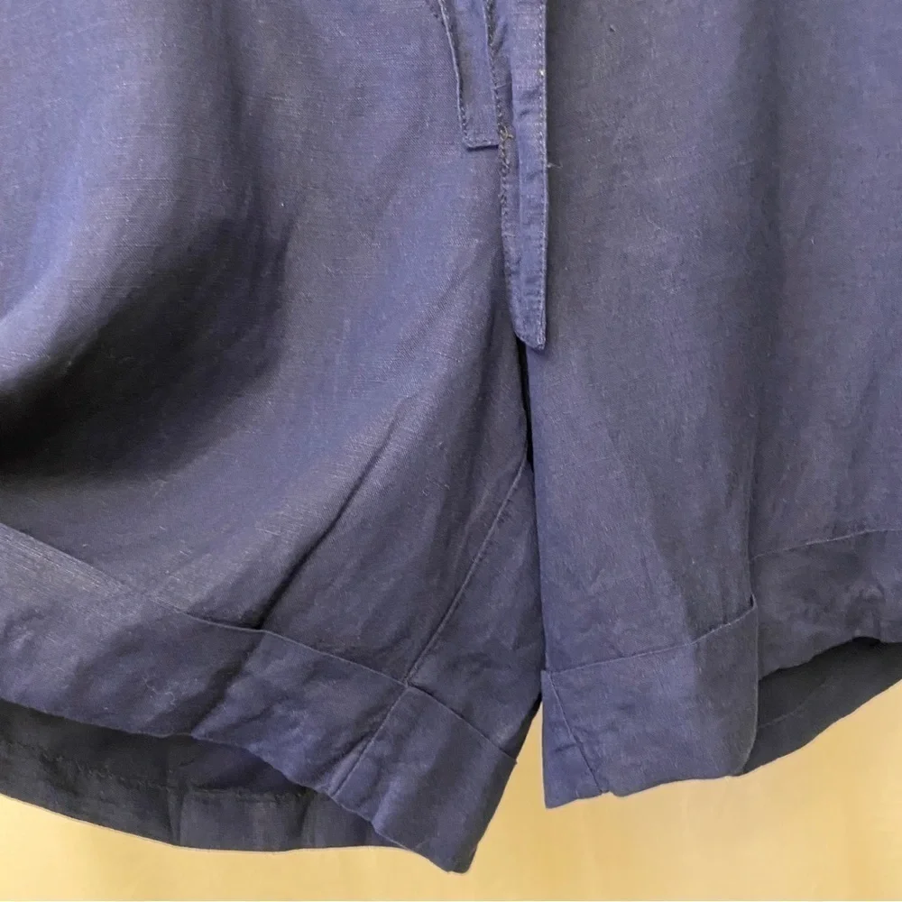 Lane Bryant NWT 22/24 Linen Blend Shorts Womens Belted Cuffed Navy Blue New